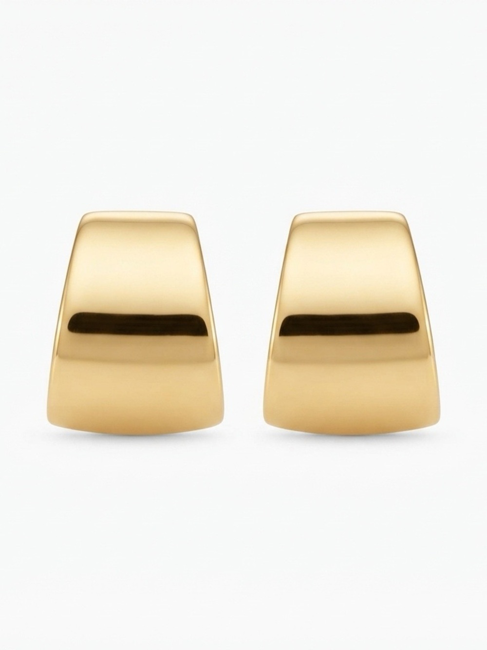 Vintage St. John Gold Tone Half Hoop Logo Clip-On Earrings Side Logo Signed